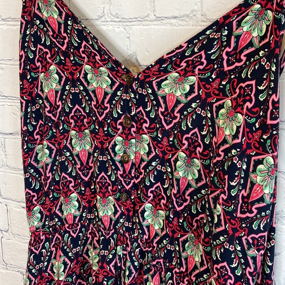 Pretty Garden Floral Navy, Green, and Pink Multicolored Spaghetti Strap Dress - Picture 8 of 13